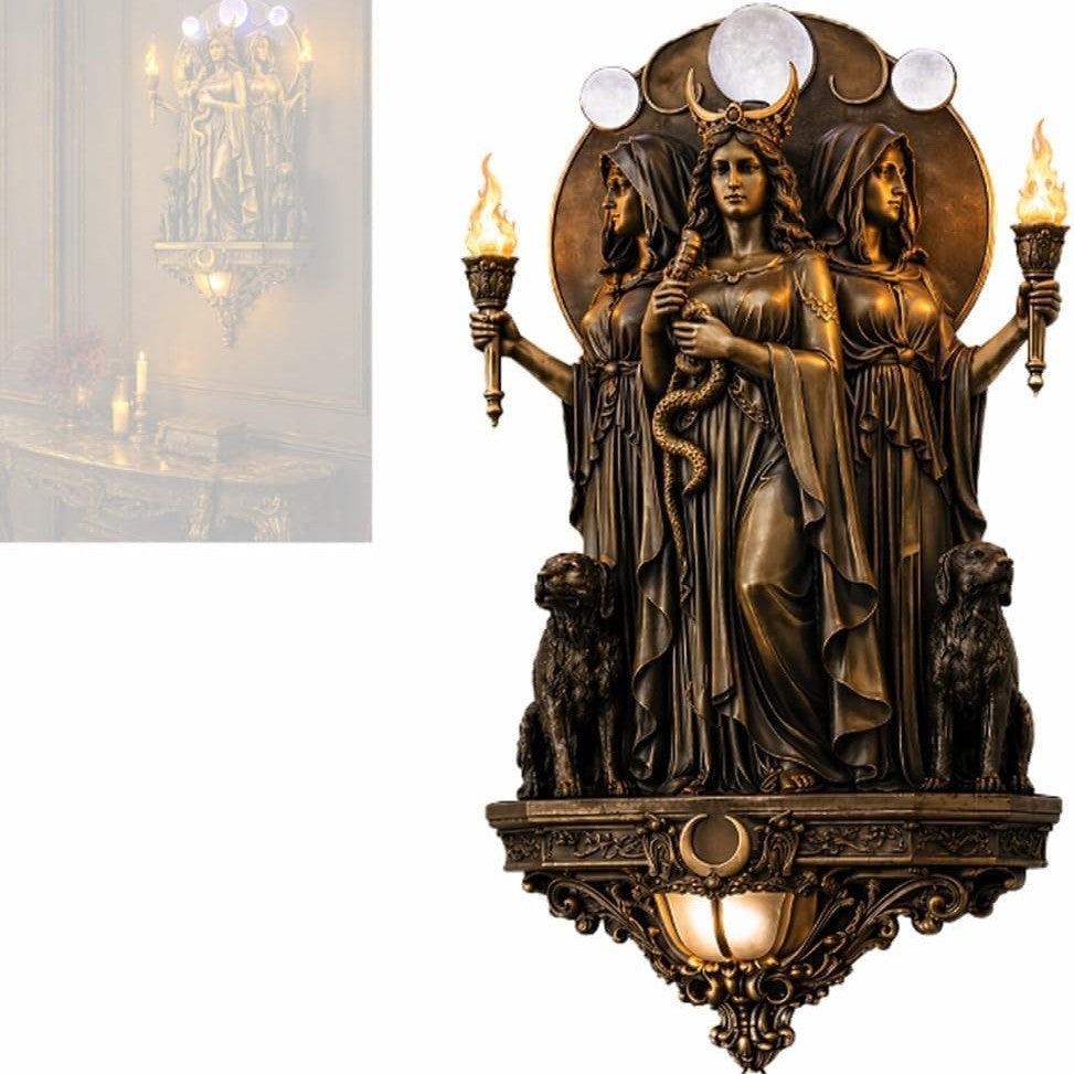 š„Enchanted Hecate Triple Goddess Wall Sconce, Mystical Gothic Ambiance for Your Sacred Space