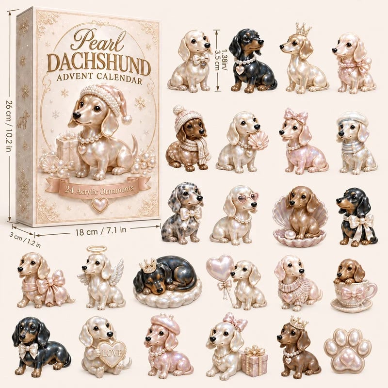 π
2026 Christmas Gift 50% Off--2026 Pearl Dachshund Christmas Advent Calendar | 24-Day Dog-Themed Collectible Decor Gift Box