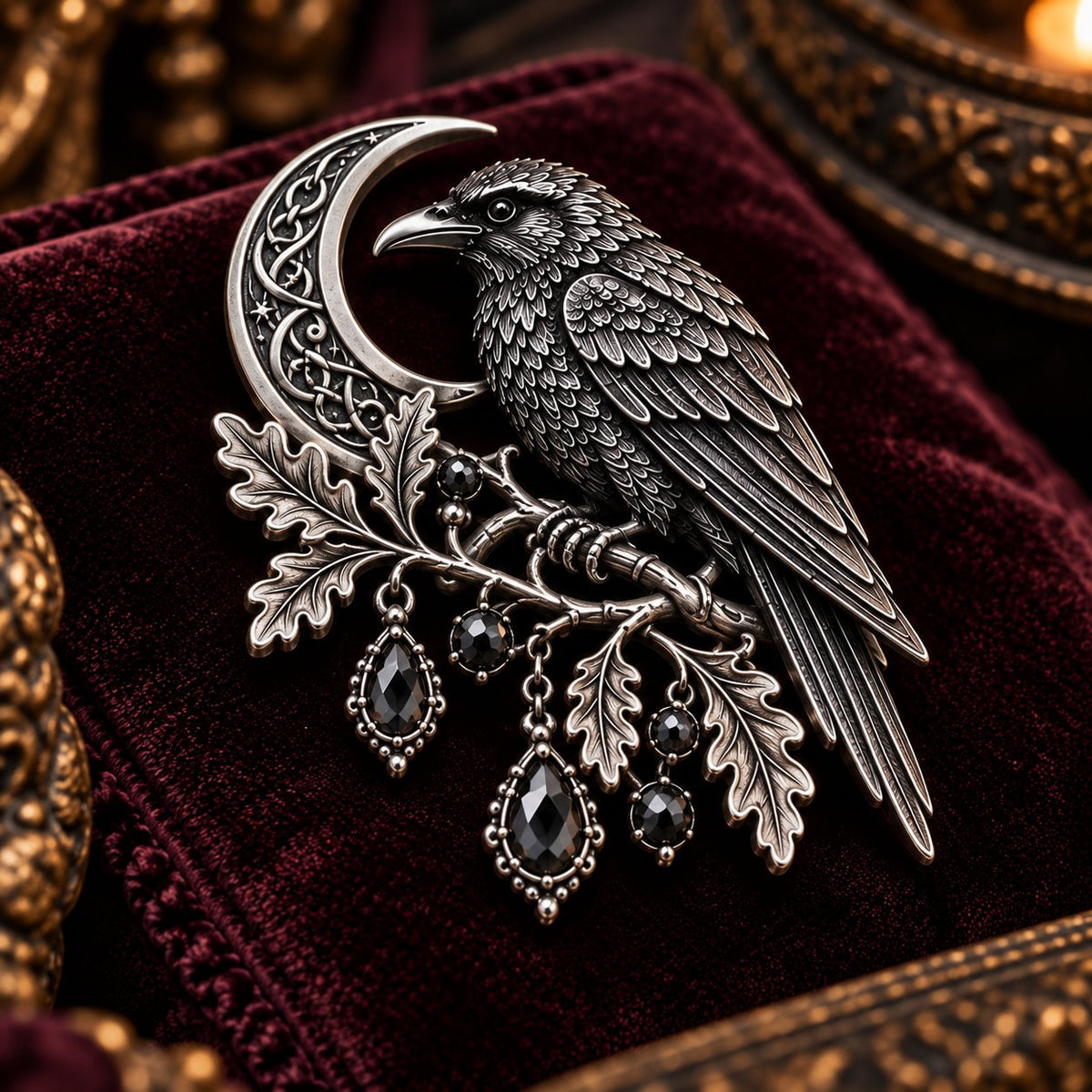 π¦ββ¬ Gothic Celtic Raven Brooch β Dark Academia Statement Pin
