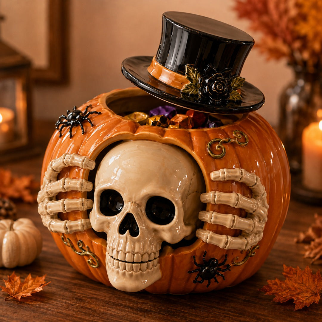 🎃🍬Trick-or-Treat | Skull Pumpkin Candy Jar