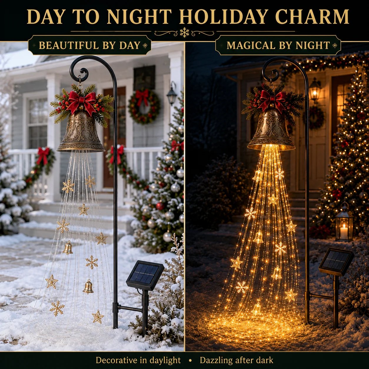 🔥Hot Sale 50% OFF🎄Christmas Bell Cascade Solar Yard Light ✨