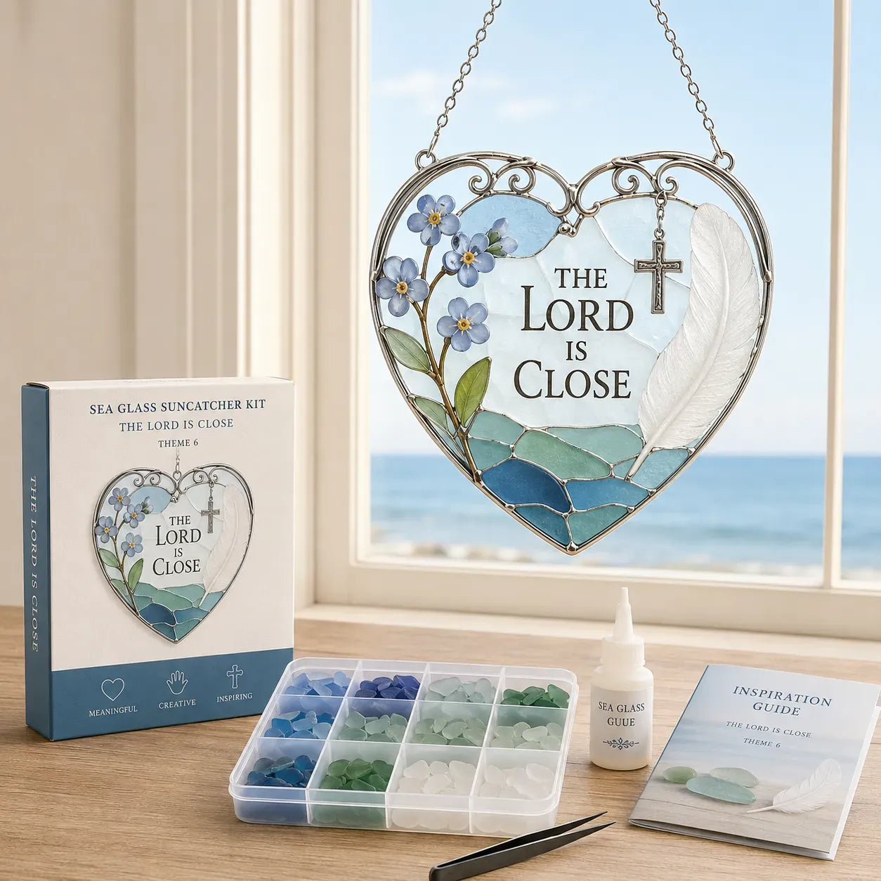 ⏳ Last Day 49% OFF – ✝️ Beginner-Friendly DIY Scripture Sea Glass Suncatcher Kit Collection | Complete Kit with Frosted Sea Glass Pieces, Clear Adhesive & Step-by-Step Guide Included 💕