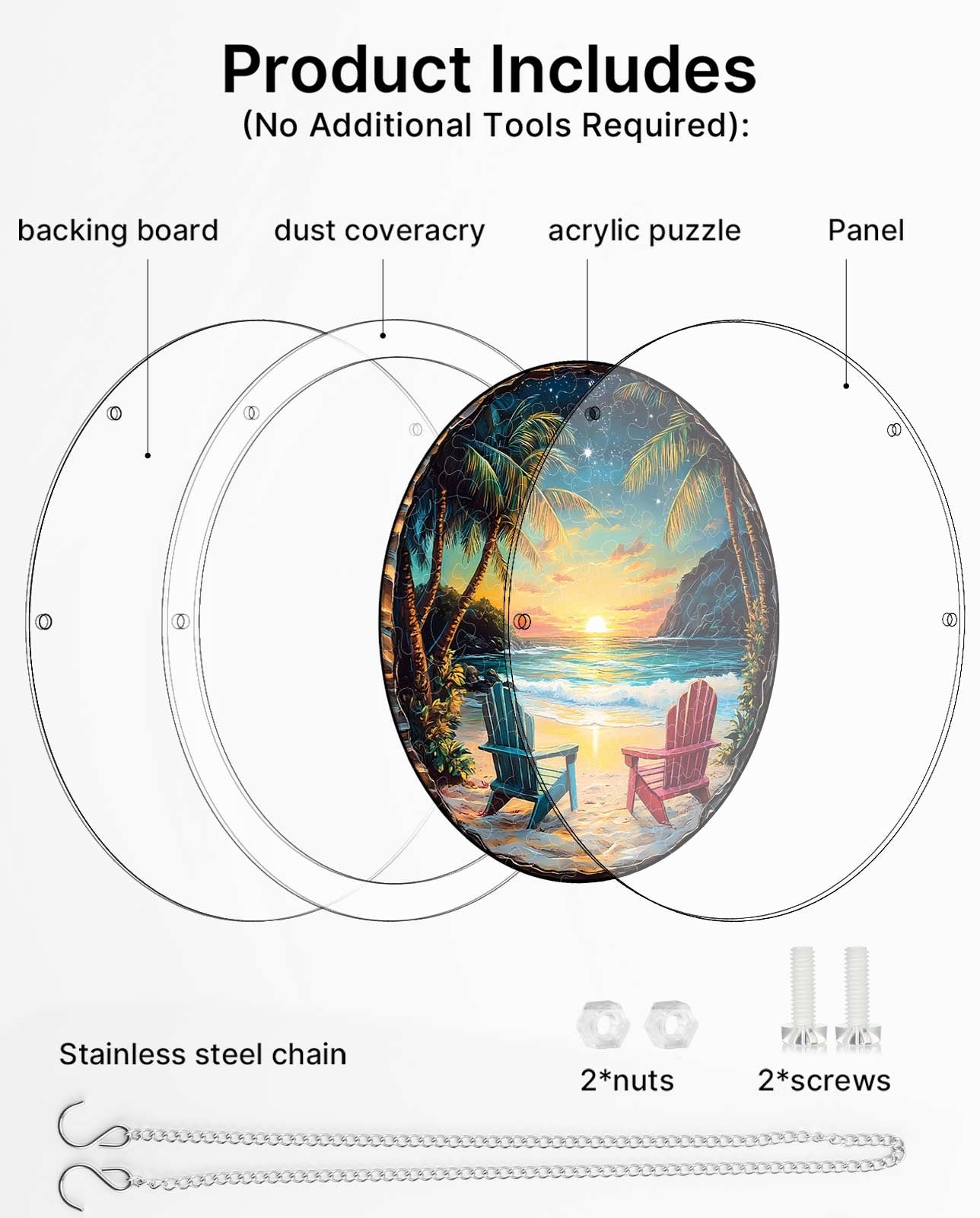 Acrylic Jigsaw Puzzle Suncatcher - Tropical Sunset