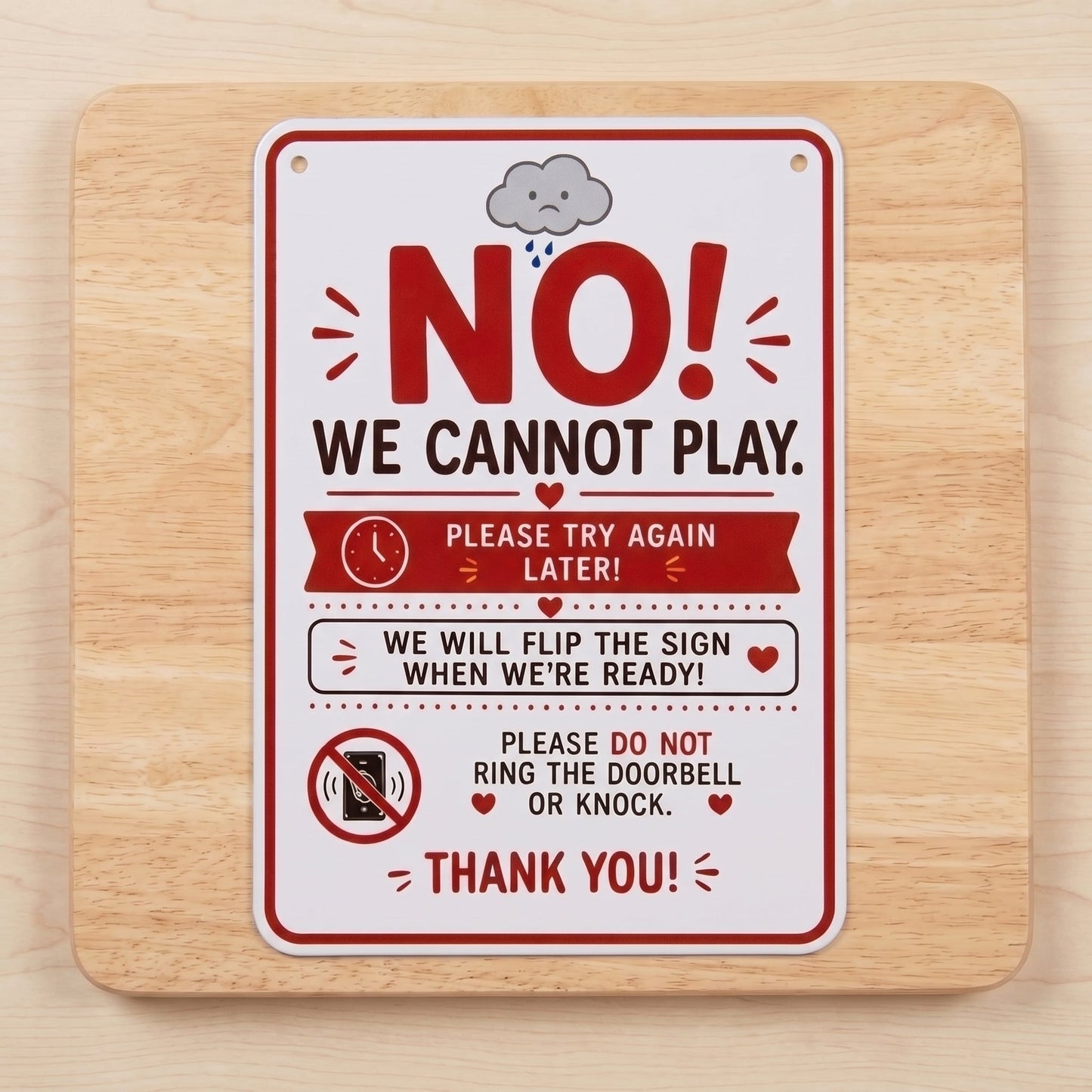 Summer Quiet Time Doorplate, Flipable Yes No Playtime Hanging Plaque 8×12Inch