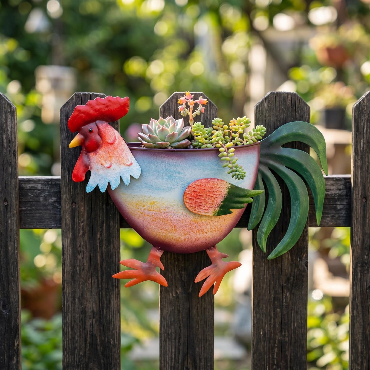 Farm Animal Metal Wall Planter, Cow Pig Rooster Shaped Hanging Flower Pot