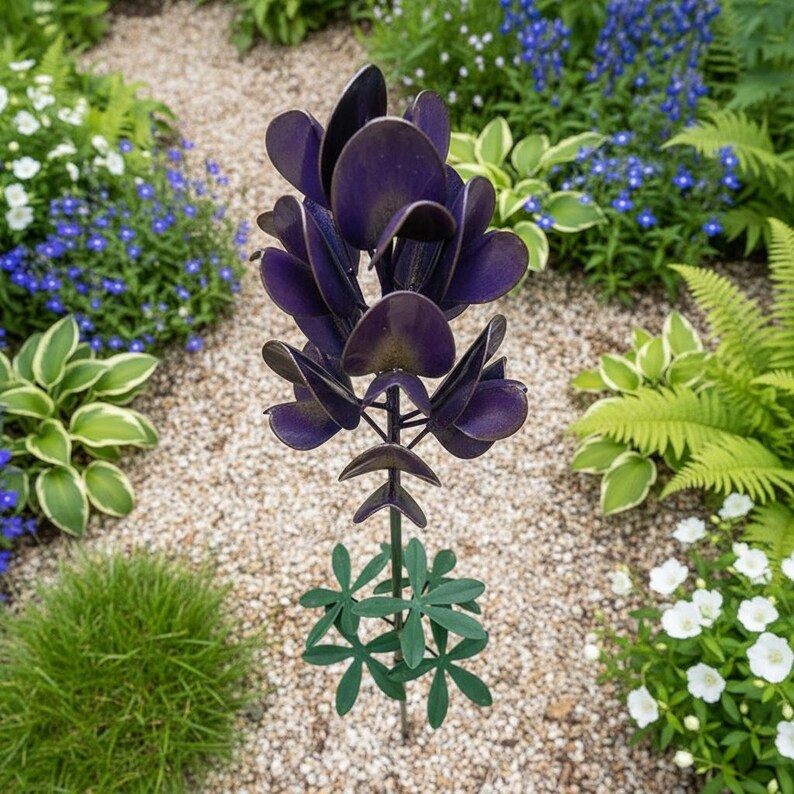 🔥Limited-time 49% off🌷Bluebonnet Lupine Metal Garden Stake, Rustic Outdoor Flower Sculpture for Lawn, Patio & Landscape Border Decor