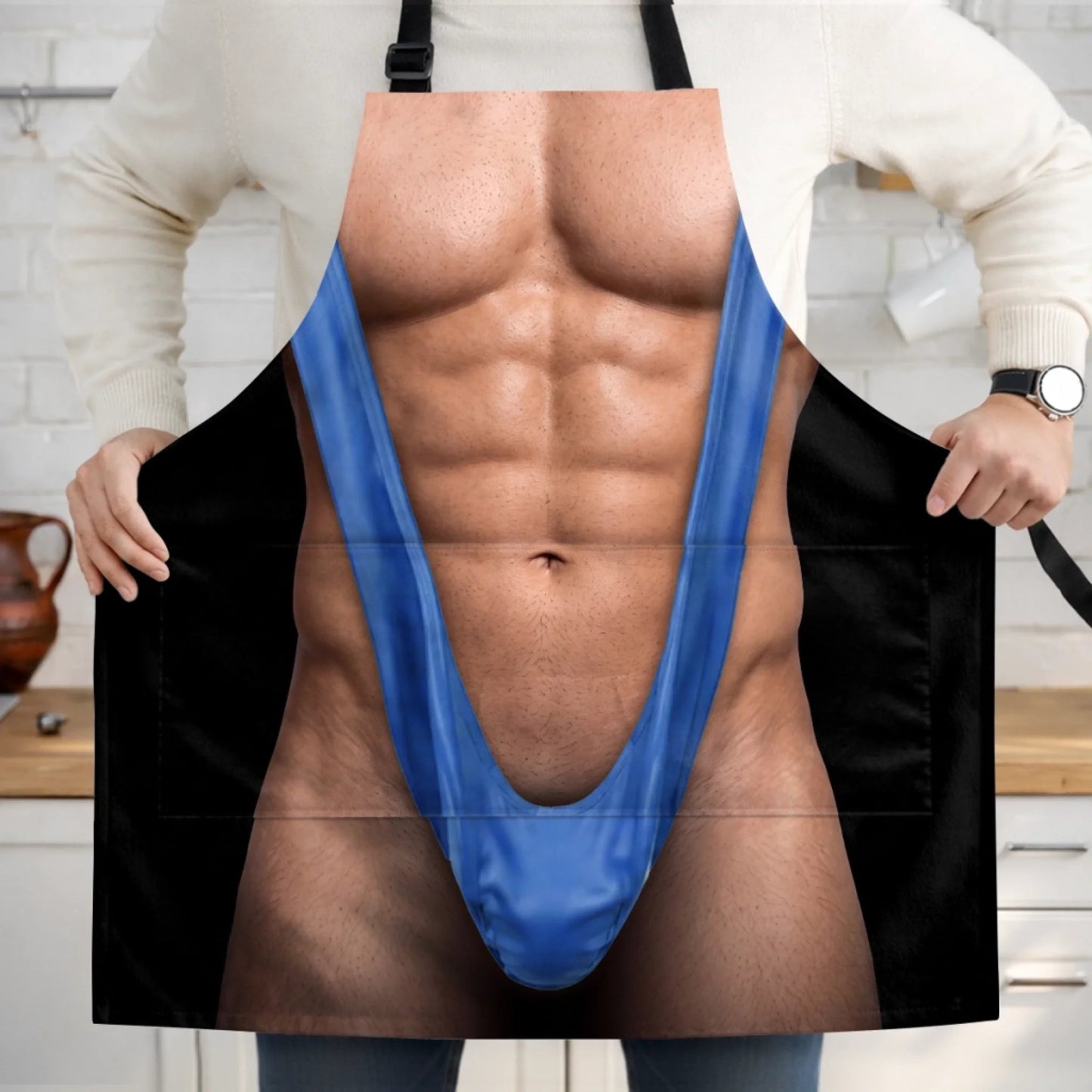 🍳🤯Funny Mankini Belly BBQ Grilling Apron – Gag Gift for Men – King of BBQ