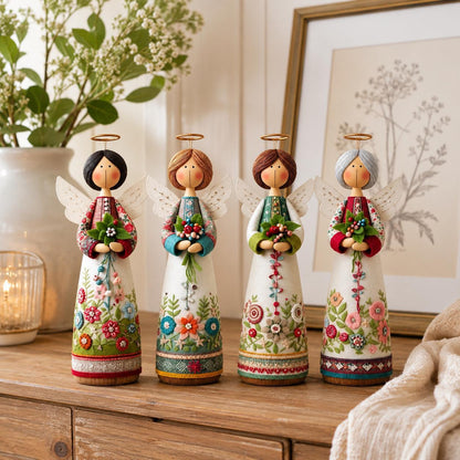 🌼Cottage Floral Folk Art Angel Figurine, 4 Styles 8 Inch Blessing Angel Statue