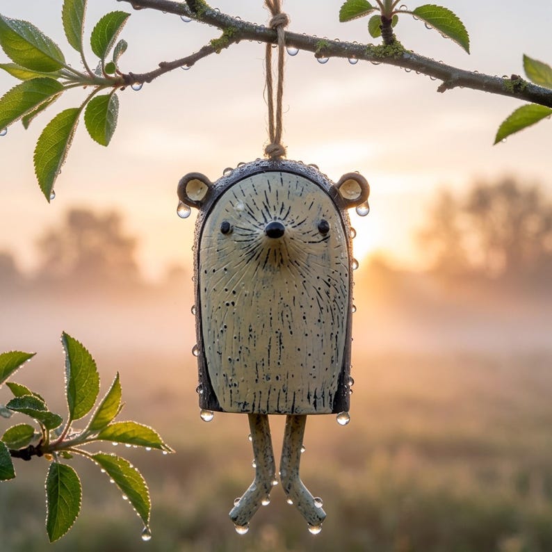 Rustic Woodland Animal Hanging Bells, 6 Hand‑Painted Whimsical Critter Bells for Garden, Patio & Home Decor
