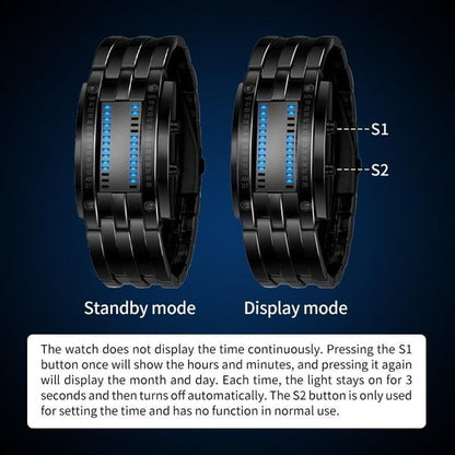 ⌚ 50% OFF NOW! 🤓 Cyberpunk Binary LED Watch – "Only Geeks Get It" – Futuristic, unique & eye-catching with blue LED display 💙