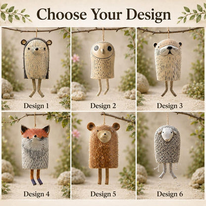 Rustic Woodland Animal Hanging Bells, 6 Hand‑Painted Whimsical Critter Bells for Garden, Patio & Home Decor