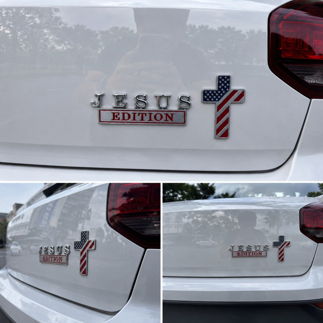 ✝Blessed Jesus Edition Cross Car Emblem Metal Badge