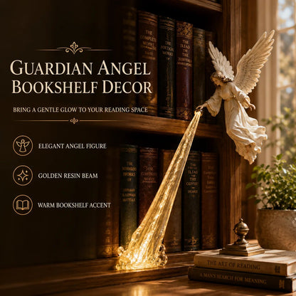 🎁 Himmlischer Wächter – Bücherregal-Deko „Engelstrahl“