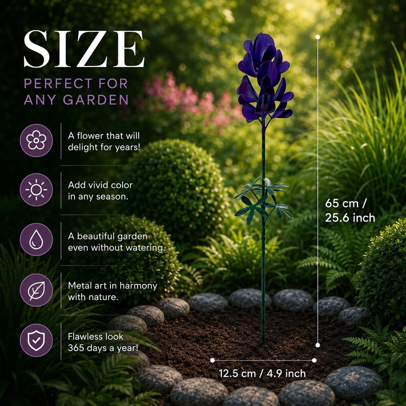 🔥Limited-time 49% off🌷Bluebonnet Lupine Metal Garden Stake, Rustic Outdoor Flower Sculpture for Lawn, Patio & Landscape Border Decor
