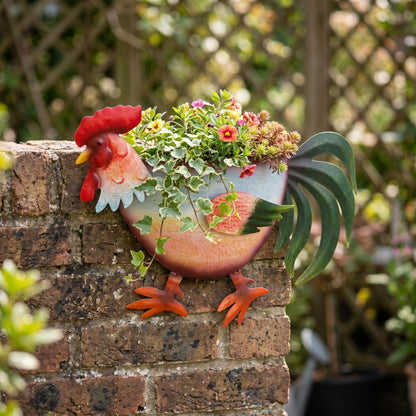 Farm Animal Metal Wall Planter, Cow Pig Rooster Shaped Hanging Flower Pot