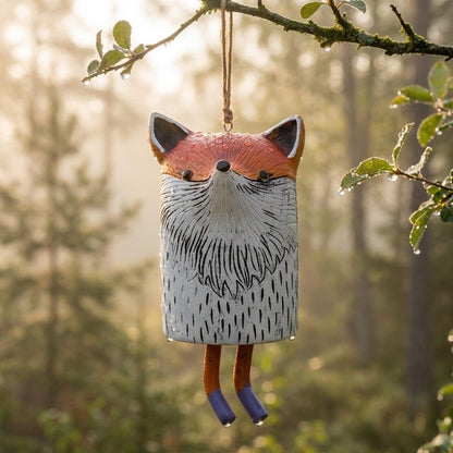 Rustic Woodland Animal Hanging Bells, 6 Hand‑Painted Whimsical Critter Bells for Garden, Patio & Home Decor