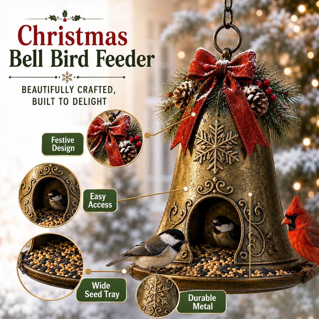 ✨🎄 Christmas Bird Feeder CollectionTM – Festive Hanging Garden Feeders for Wild Birds