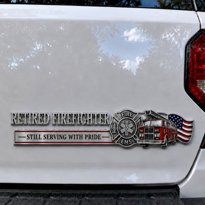 Retired Firefighter Pride Badge Decal – ‘Still Serving With Pride’ Truck & Car Emblem