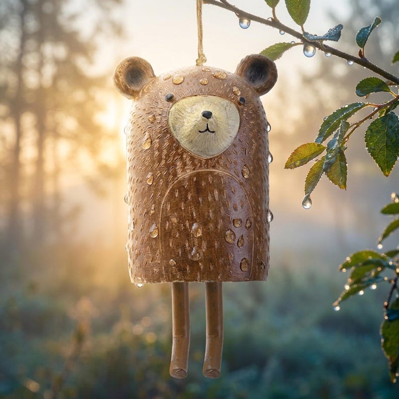 Rustic Woodland Animal Hanging Bells, 6 Hand‑Painted Whimsical Critter Bells for Garden, Patio & Home Decor