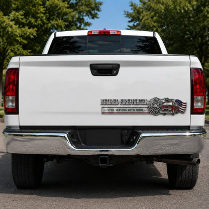 Retired Firefighter Pride Badge Decal – ‘Still Serving With Pride’ Truck & Car Emblem