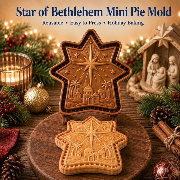 🔥HOT SALE 49% OFF✝️ Faith & Nativity Christmas Mini Pie Mold Collection | Reusable Embossed Molds for Shaping Detailed Praying Jesus, Nativity Stable and so on Pies🥧✨