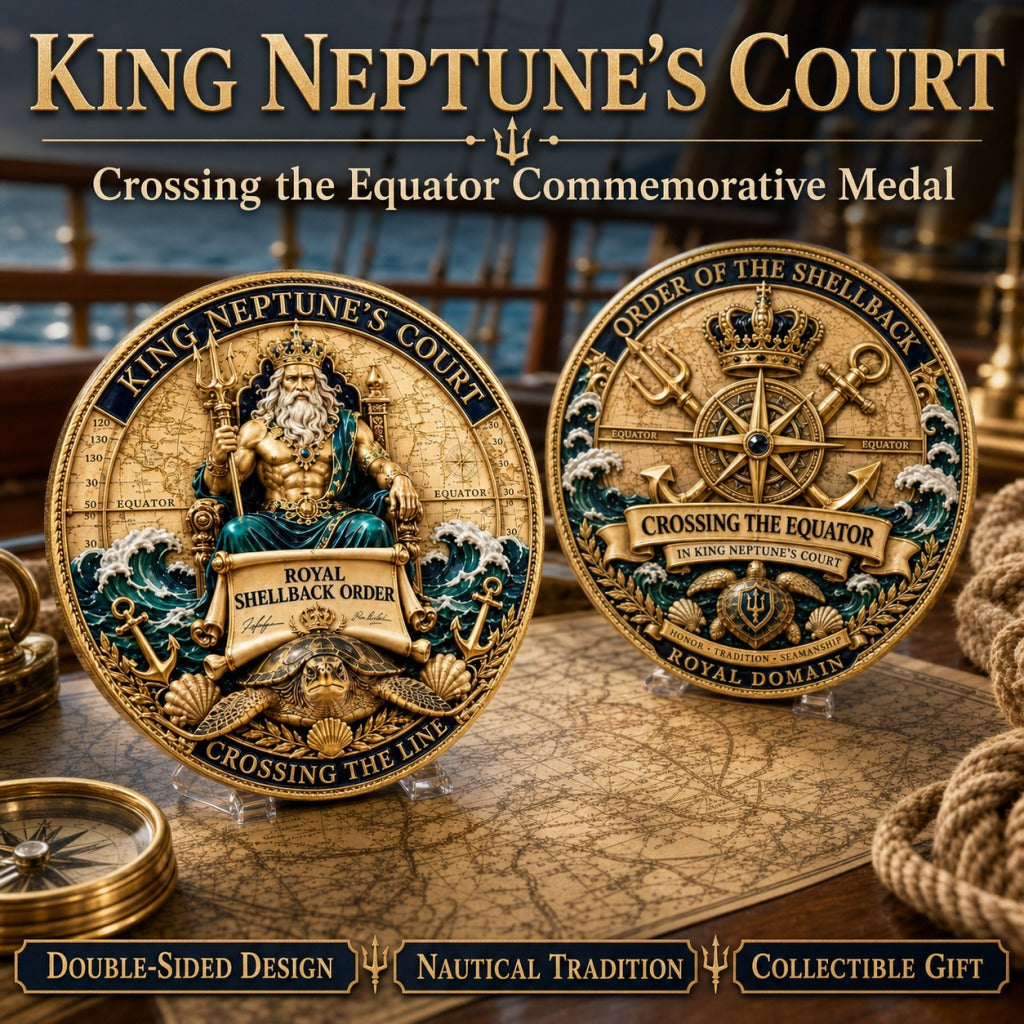 🔥Summer Sale 49% OFF🔥 - King Neptune’s Court – Crossing the Equator Commemorative Metal Medal