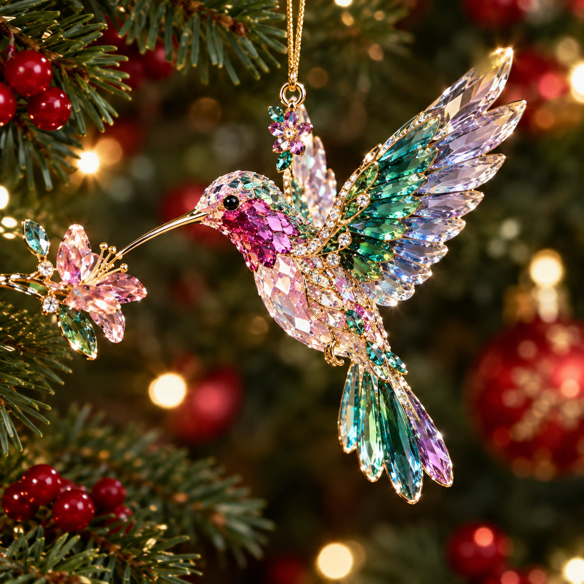 ⏳ Last Day 49% OFF – 💎 Luxury Crystal Christmas Ornaments | Sparkling Gemstone Peacock, Butterfly & Bird Tree Decorations for Elegant Holiday Décor 🎄✨