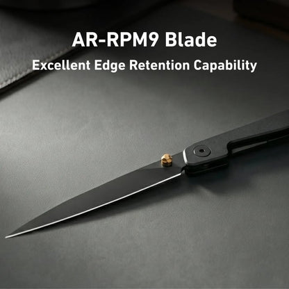 🔥Last Day Sale 50% OFF🎉Lanky Liner Lock Front Flipper Knife Black Aluminum Handle
