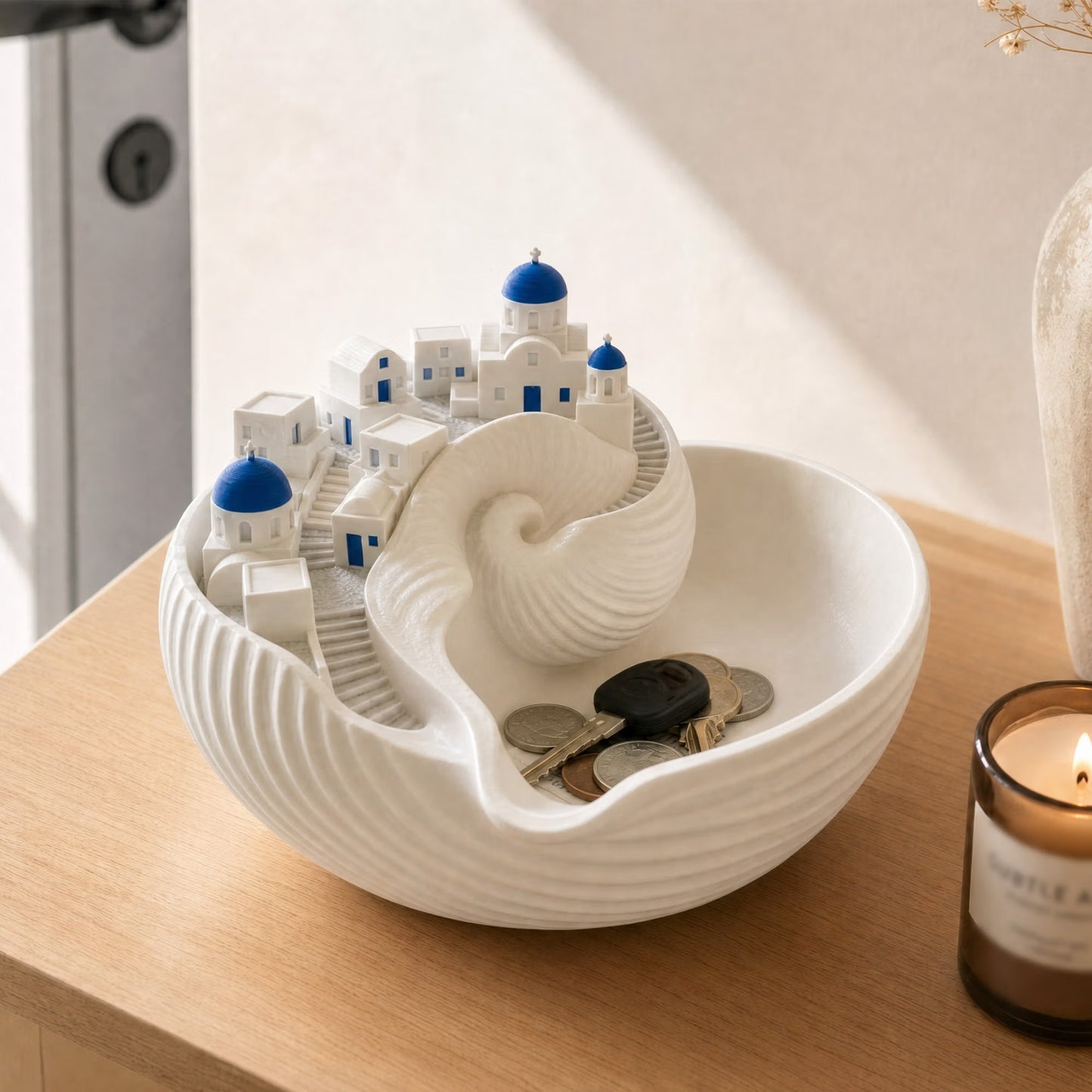 Santorini Catchall Coastal Seashell Key Bowl