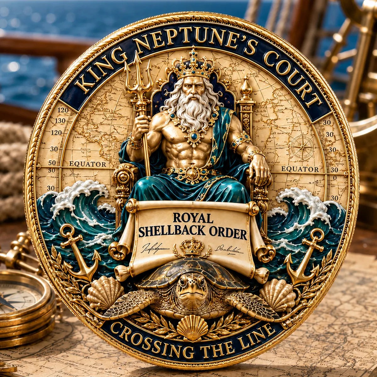 🔥Summer Sale 49% OFF🔥 - King Neptune’s Court – Crossing the Equator Commemorative Metal Medal