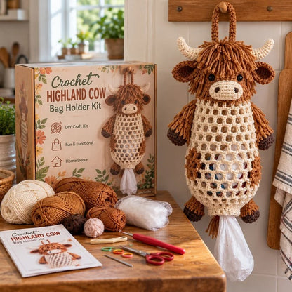 Kit DIY de crochet porte-sac en forme d’animal – Kit de création de rangement suspendu mignon et pratique