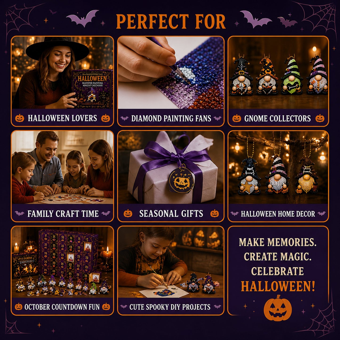 🔥HOT SALE 50% OFF - 🎃✨ 31 Days of Gnome Surprises Halloween Diamond Painting Advent Calendar