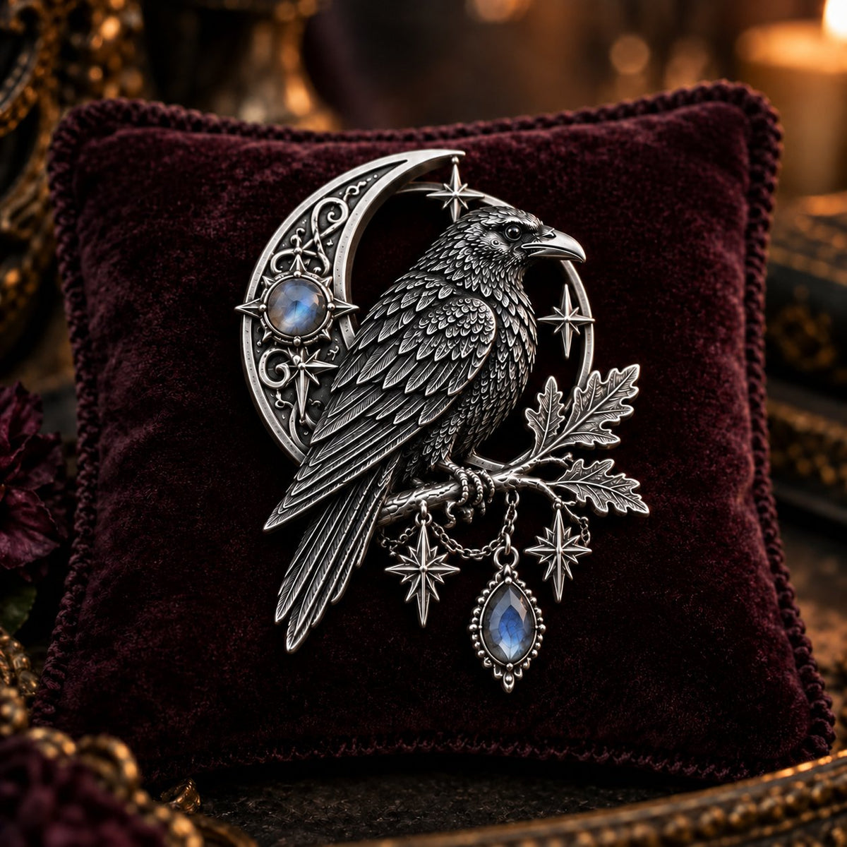 🐦‍⬛ Gothic Celtic Raven Brooch – Dark Academia Statement Pin