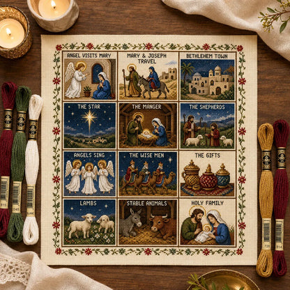 ⏳ Last Day 49% OFF – ✝️ Beginner-Friendly Life of Jesus Bible Story Cross Stitch DIY Kit | 6 Biblical Collections with Fabric, Color-Matched Floss, Needle & Pattern Guide Included 💕