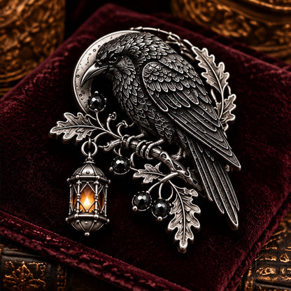 🐦‍⬛ Gothic Celtic Raven Brooch – Dark Academia Statement Pin