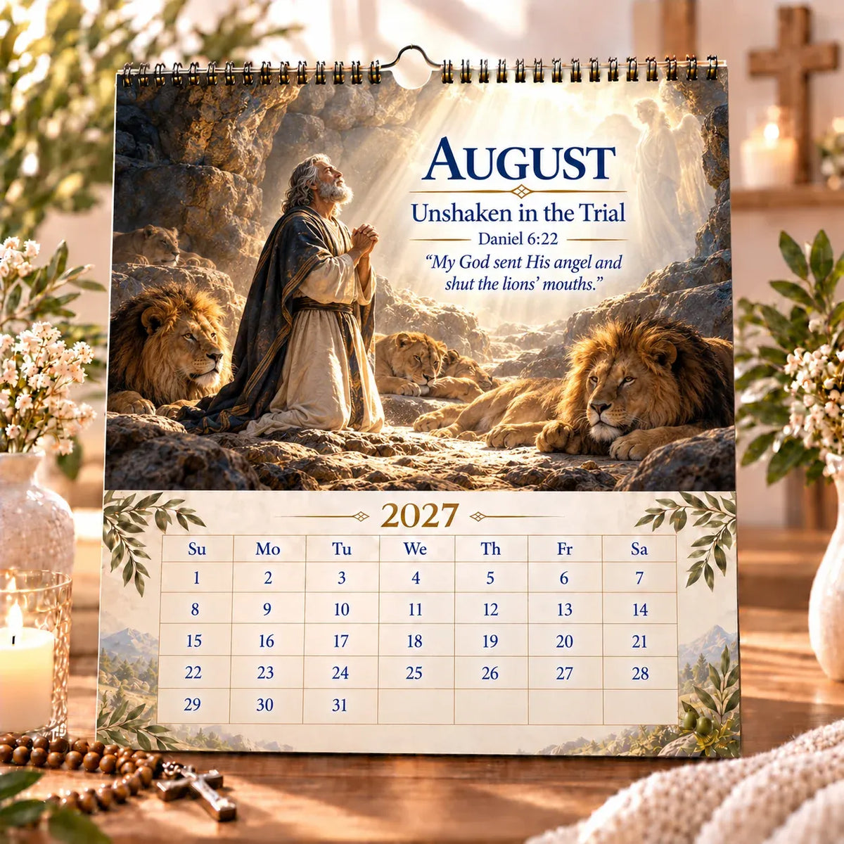 ✝️ 2027 Bible Verses for Strength Wall Calendar | 12 Months of Scripture-Inspired Themes, Biblical Artwork & Daily Faith for Home, Office & Prayer Spaces 📖