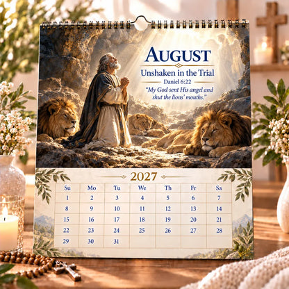 ✝️ 2027 Bible Verses for Strength Wall Calendar | 12 Months of Scripture-Inspired Themes, Biblical Artwork & Daily Faith for Home, Office & Prayer Spaces 📖