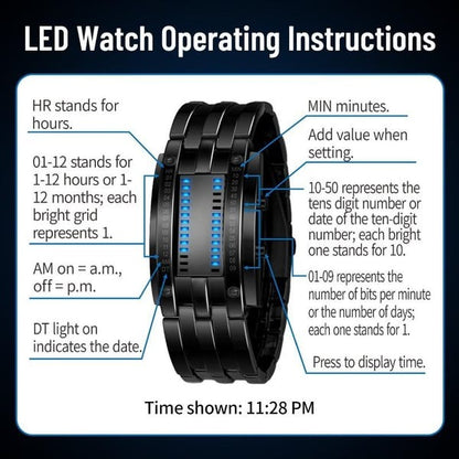 ⌚ 50% OFF NOW! 🤓 Cyberpunk Binary LED Watch – "Only Geeks Get It" – Futuristic, unique & eye-catching with blue LED display 💙