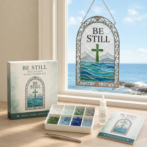 ⏳ Last Day 49% OFF – ✝️ Beginner-Friendly DIY Scripture Sea Glass Suncatcher Kit Collection | Complete Kit with Frosted Sea Glass Pieces, Clear Adhesive & Step-by-Step Guide Included 💕