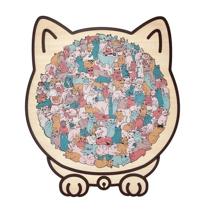 🎁Holiday Special Offer: Enjoy a 49% Discount🐈135-Piece Morandi-Colored Cat Shaped Wooden Jigsaw Puzzle