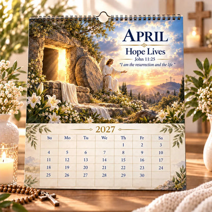 ✝️ 2027 Bible Verses for Strength Wall Calendar | 12 Months of Scripture-Inspired Themes, Biblical Artwork & Daily Faith for Home, Office & Prayer Spaces 📖