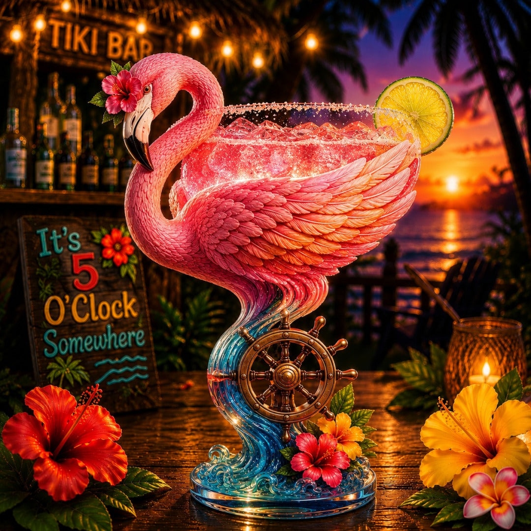 Parrot Paradise Margarita Glass – Tropical Coastal Collector Cocktail Goblet