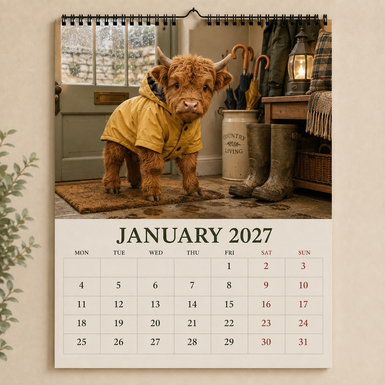 🐮 2027 Highland Cows Seasons Calendar