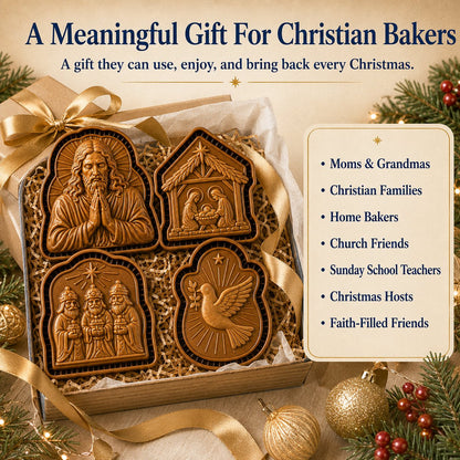 🔥HOT SALE 49% OFF✝️ Faith & Nativity Christmas Mini Pie Mold Collection | Reusable Embossed Molds for Shaping Detailed Praying Jesus, Nativity Stable and so on Pies🥧✨
