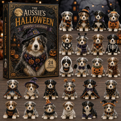 CHRISTMAS KICKOFF 40% OFF - Spooky Australian Shepherd Advent Calendar 2026 - 24-Day Festive Countdown, Acrylic Charms Blind Box - Gift For Dog Lovers AC0TM008