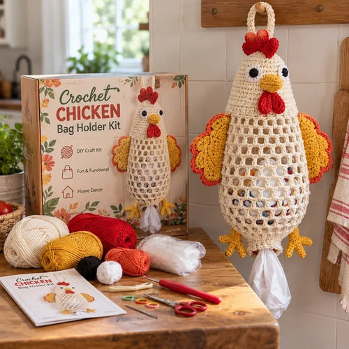 Kit DIY de crochet porte-sac en forme d’animal – Kit de création de rangement suspendu mignon et pratique