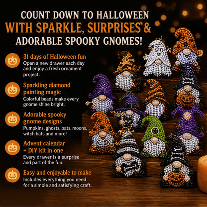 🔥HOT SALE 50% OFF - 🎃✨ 31 Days of Gnome Surprises Halloween Diamond Painting Advent Calendar