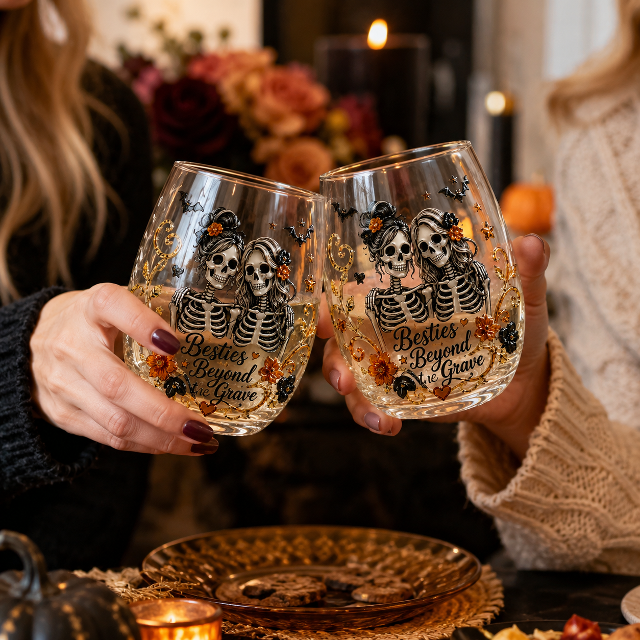 Best Friend Skeleton Glass Cup