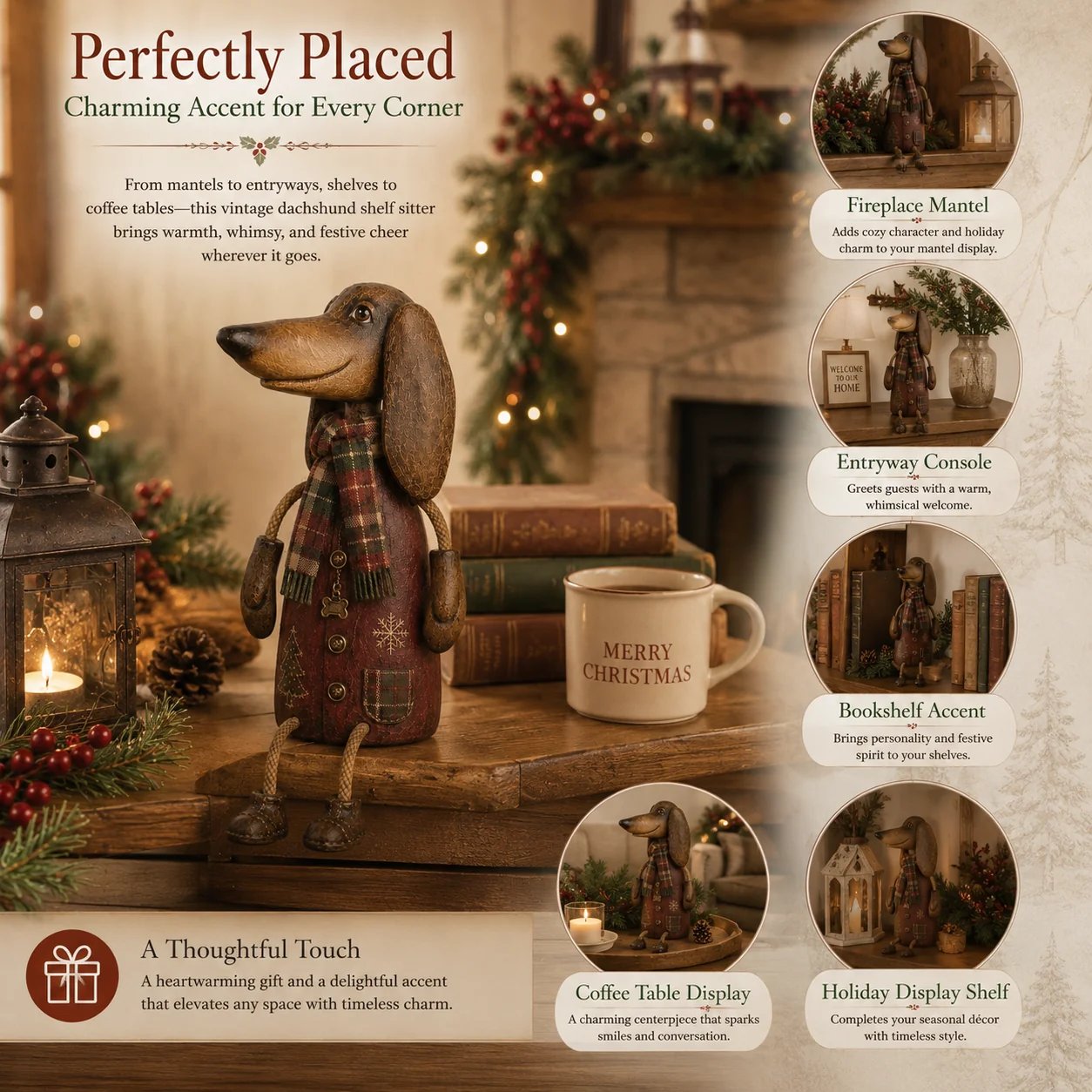 🐶🎄 Vintage Christmas Dachshund Shelf Sitter