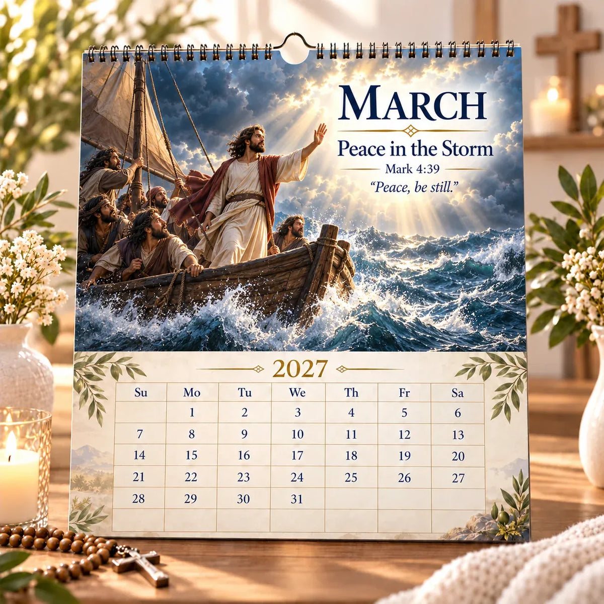 ✝️ 2027 Bible Verses for Strength Wall Calendar | 12 Months of Scripture-Inspired Themes, Biblical Artwork & Daily Faith for Home, Office & Prayer Spaces 📖